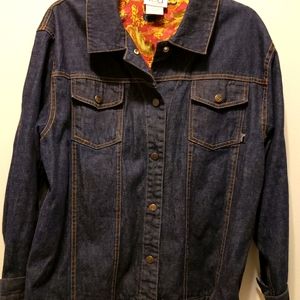 R.E.D. Women's Paisley Lined Denim Button Down Medium Jacket.